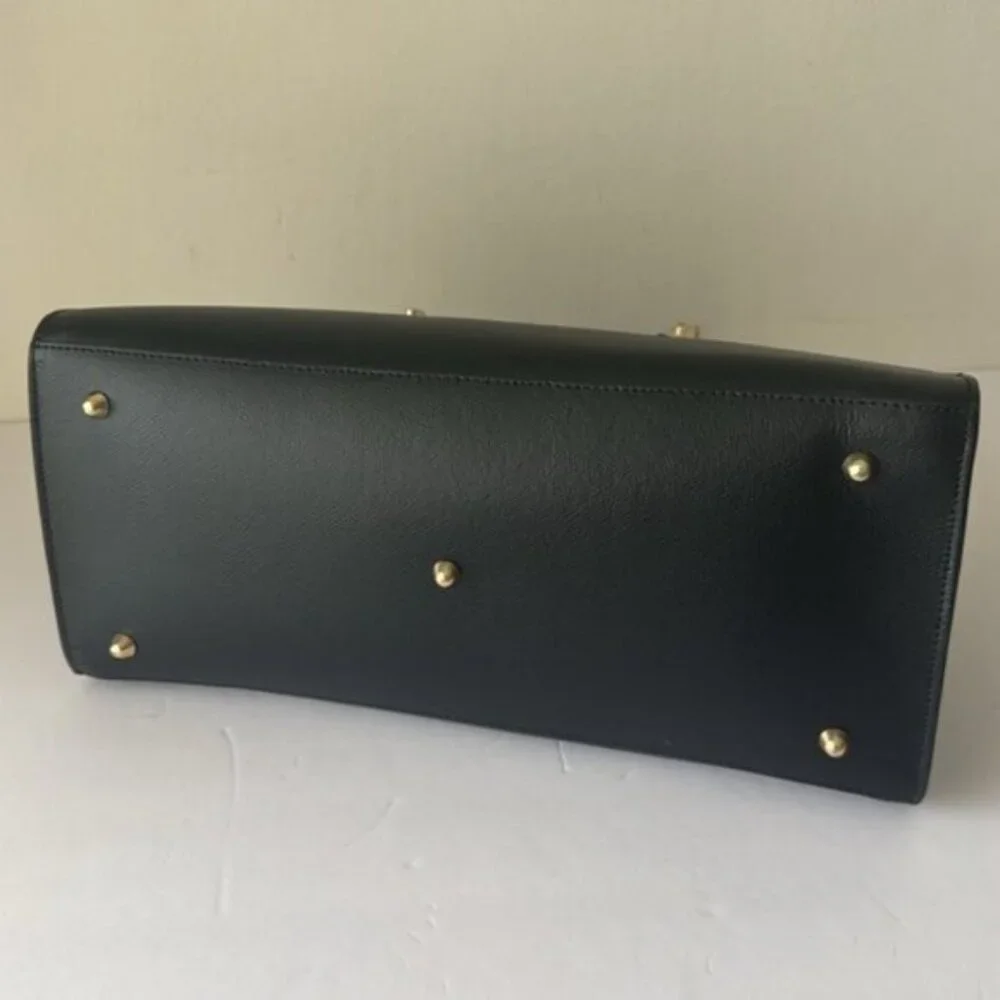 Anna Paola Annie Handbag Genuine Leather Italy Tote Crossbody Black